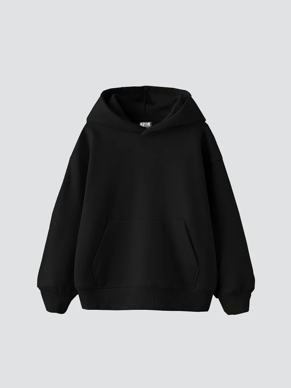 Basic Oversize Unisex Siyah Hoodie
