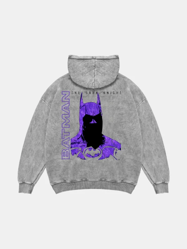 Bat Yarasa Baskılı Oversize Unisex Yıkamalı Beyaz Hoodie