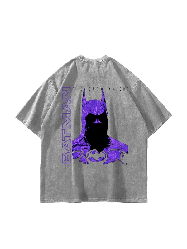 Bat Yarasa Baskılı Oversize Unisex Yıkamalı Beyaz Tshirt