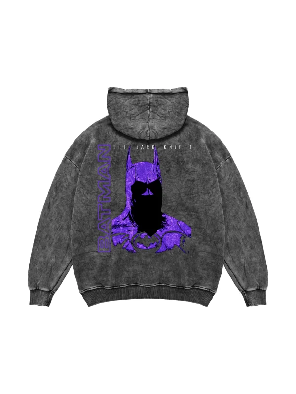 Bat Yarasa Baskılı Oversize Unisex Yıkamalı Siyah Hoodie