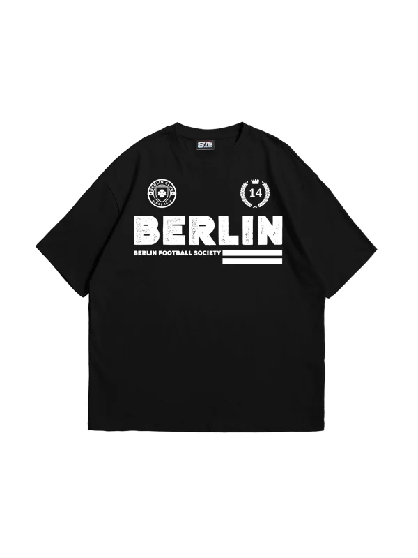 Berlin Baskılı Siyah Oversize Unisex Tshirt