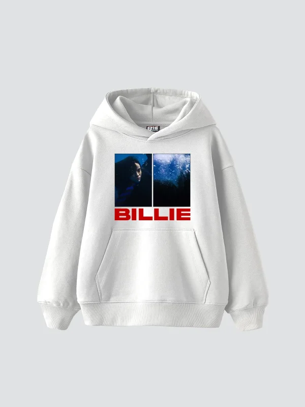 Billie Eilish Baskılı Oversize Unisex Beyaz Hoodie