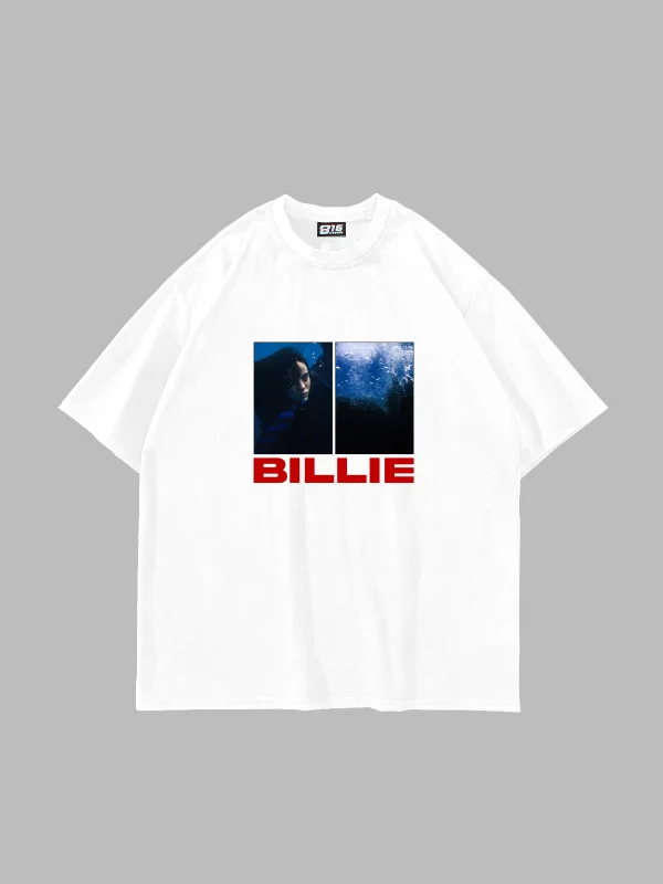 Billie Eilish Baskılı Oversize Unisex Beyaz Tshirt