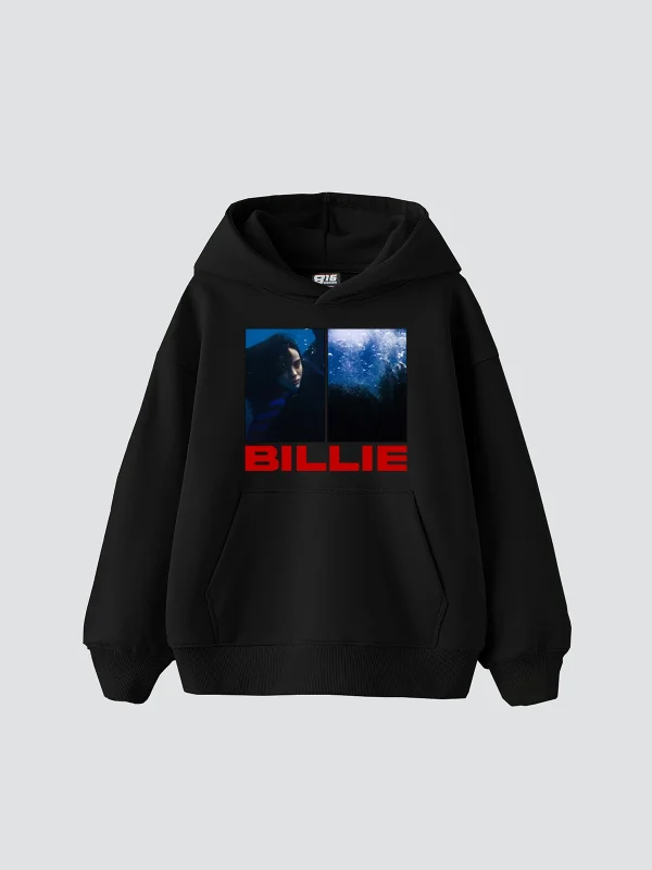Billie Eilish Baskılı Oversize Unisex Siyah Hoodie