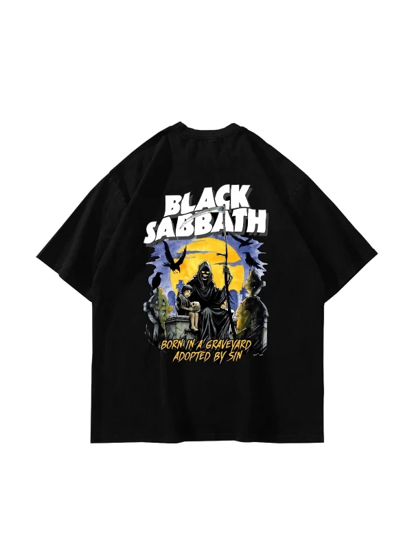 Black Sabbath Baskılı 24/1 Oversize Unisex Siyah Tshirt