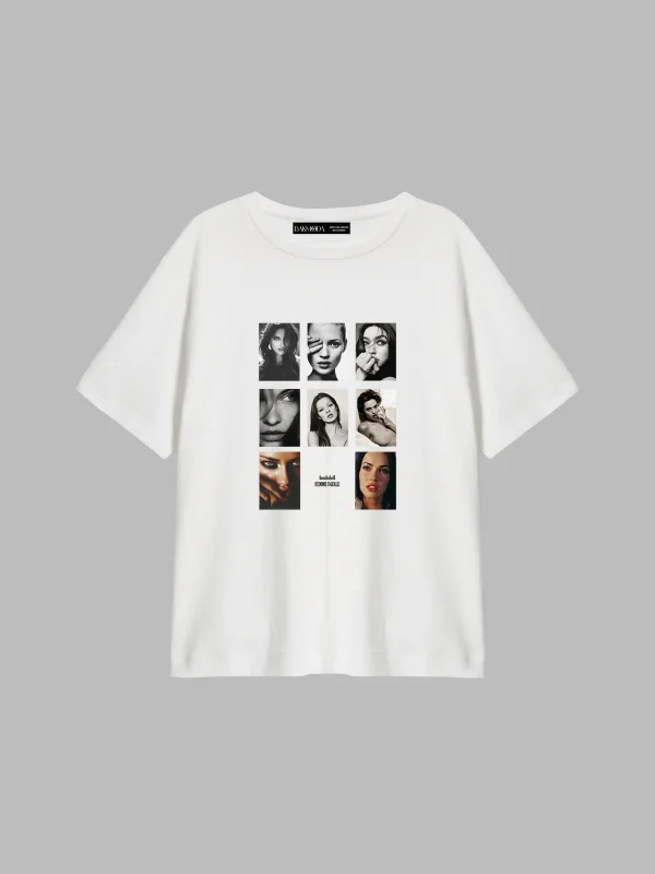 Bombshell Femme Baskılı Relaxed Fit Beyaz Kadın Tshirt