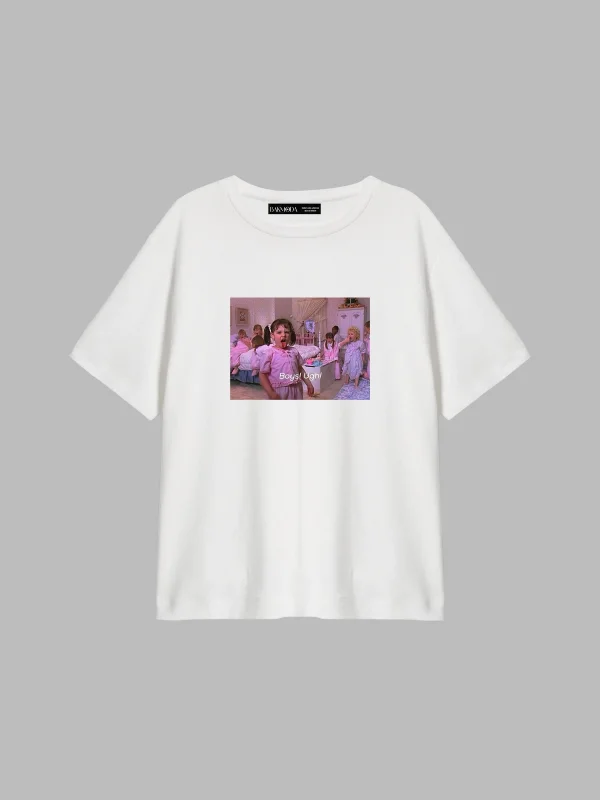 Boys Ugh! Baskılı Relaxed Fit Beyaz Kadın Tshirt