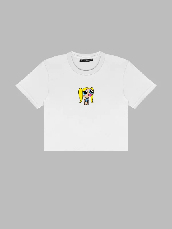 Bubbles Baskılı Beyaz Crop Top