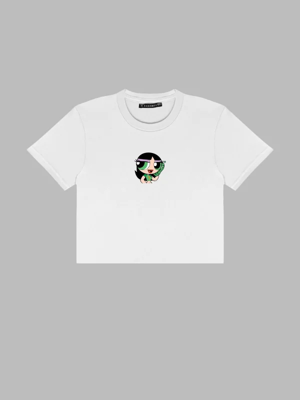 Buttercup Baskılı Beyaz Crop Top