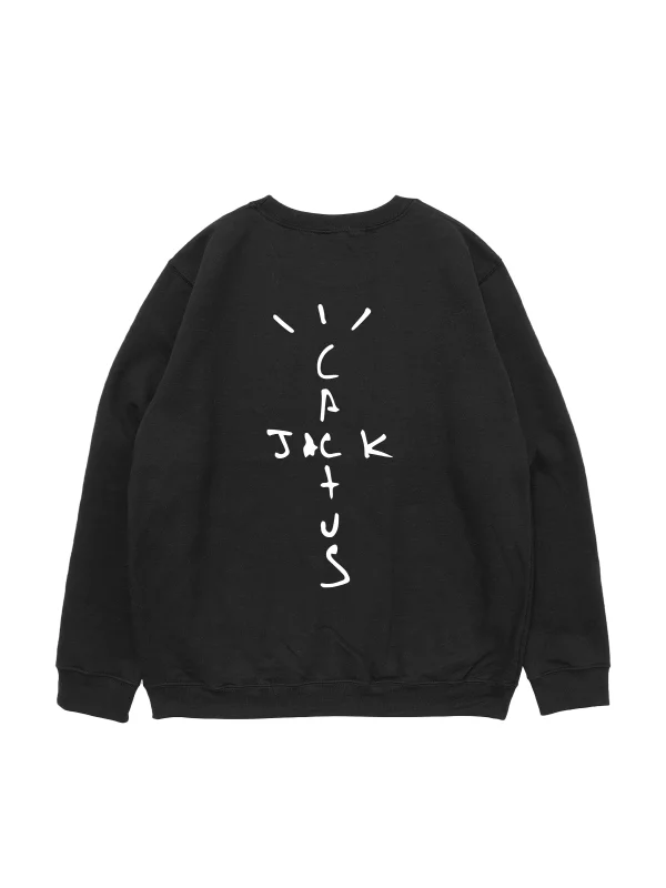 Cactus Jack Baskılı Siyah Oversize Unisex Sweatshirt