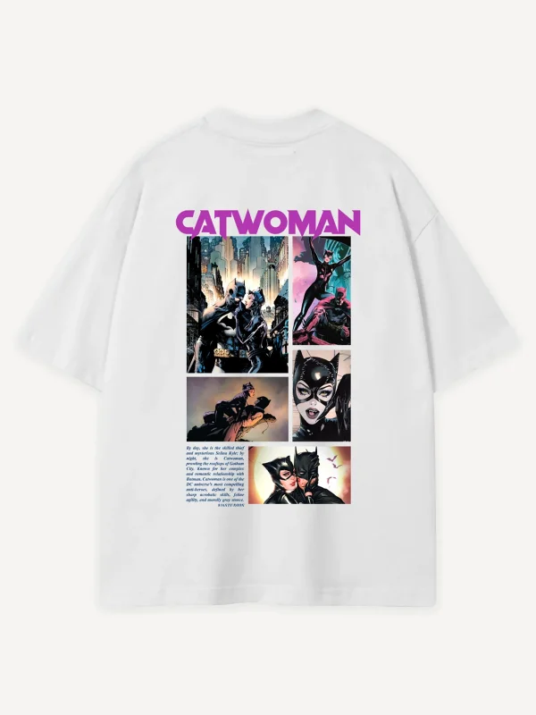 Cat Collage Baskılı Beyaz Oversize Tshirt