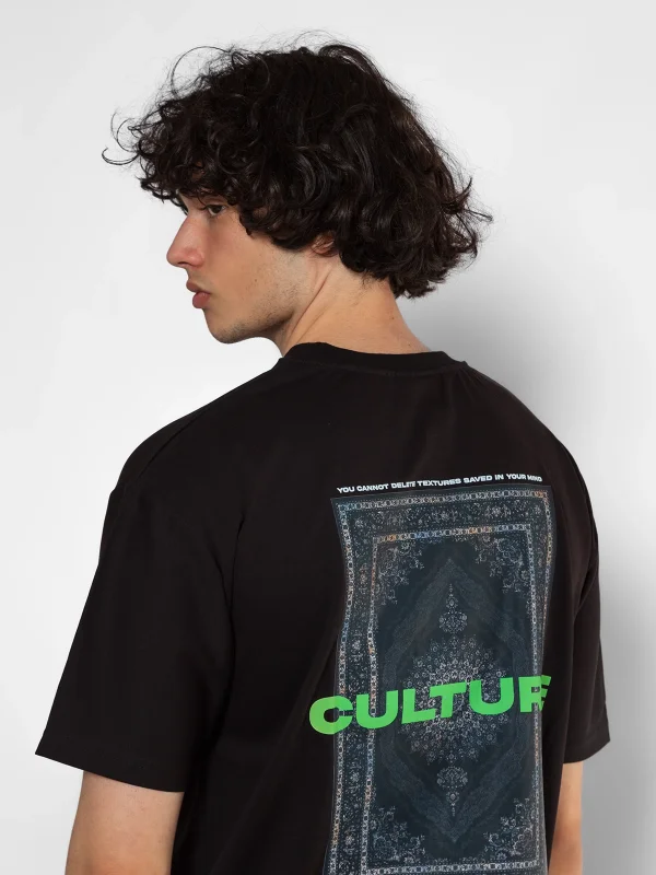 Culture Etnik Baskılı Oversize Unisex Premium Siyah Tshirt