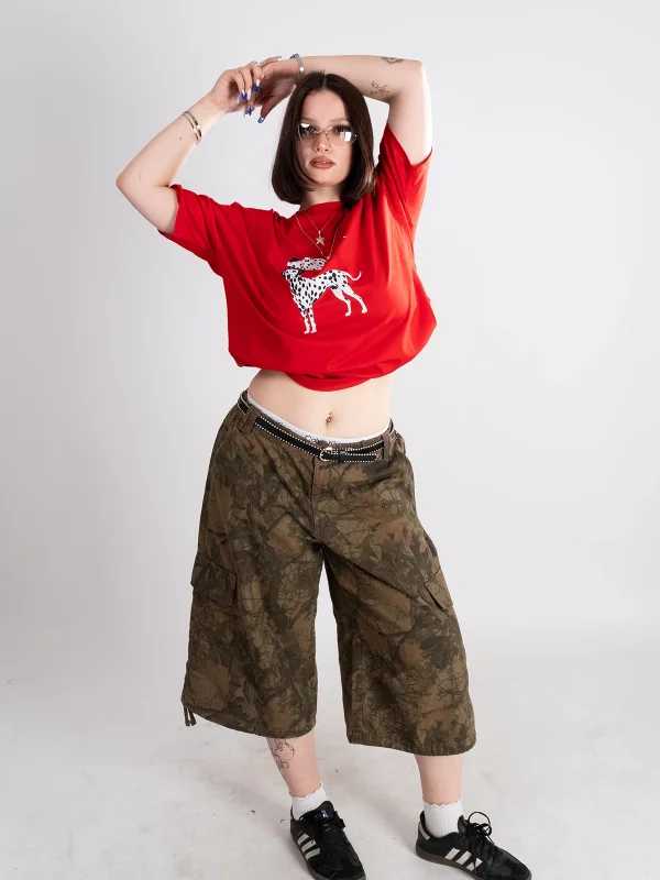 Dalmaçyalı Grafik Baskılı Oversize Unisex Kırmızı Tshirt