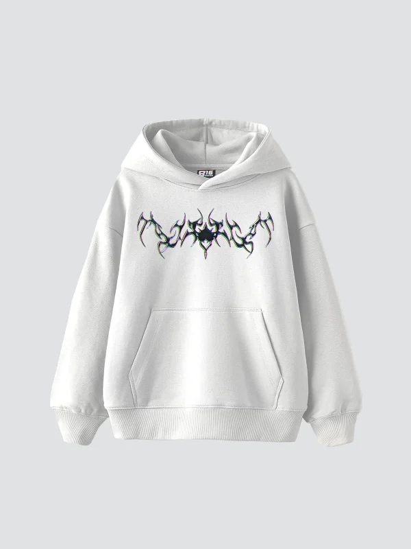 Forget Hologram Baskılı Oversize Unisex Premium Beyaz Hoodie