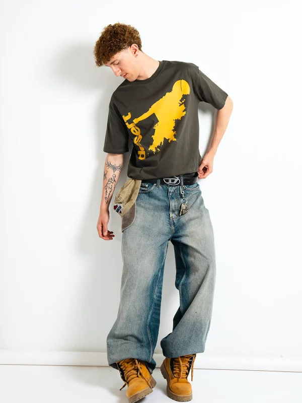 Desert Baskılı Oversize Unisex Haki Tshirt