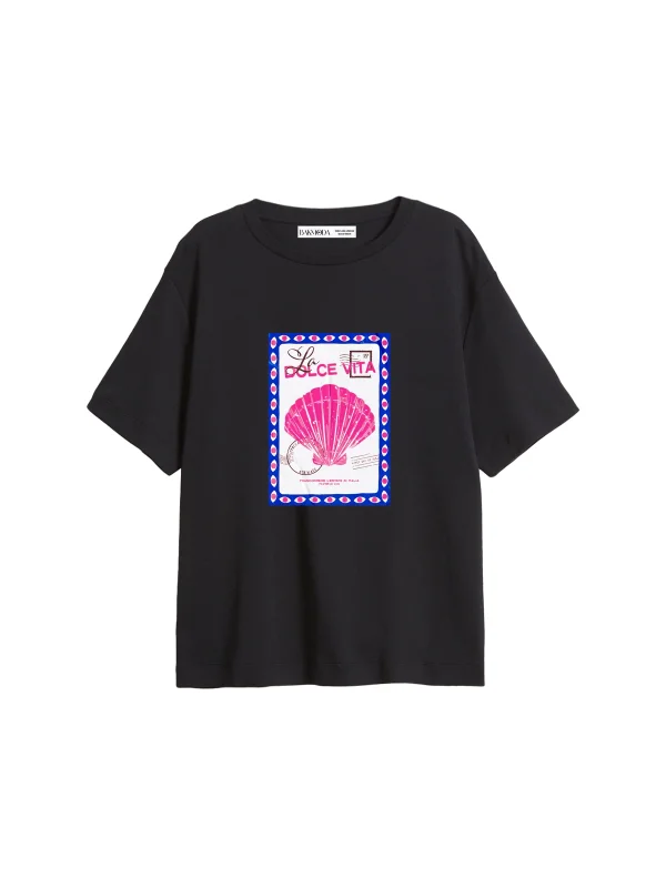 Dolce Vita Baskılı Relaxed Fit Siyah Kadın Tshirt