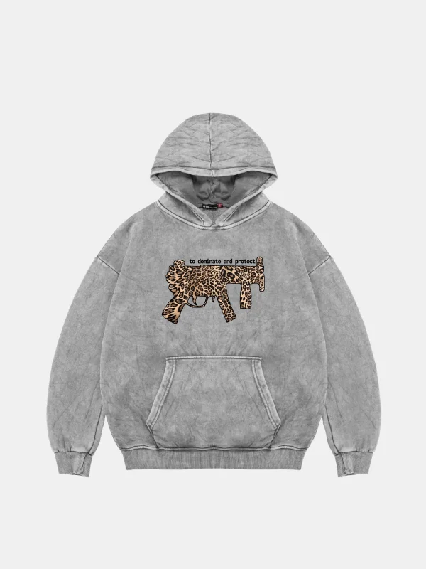 Dominate And Project Baskılı Oversize Unisex Premium Yıkamalı Beyaz Hoodie