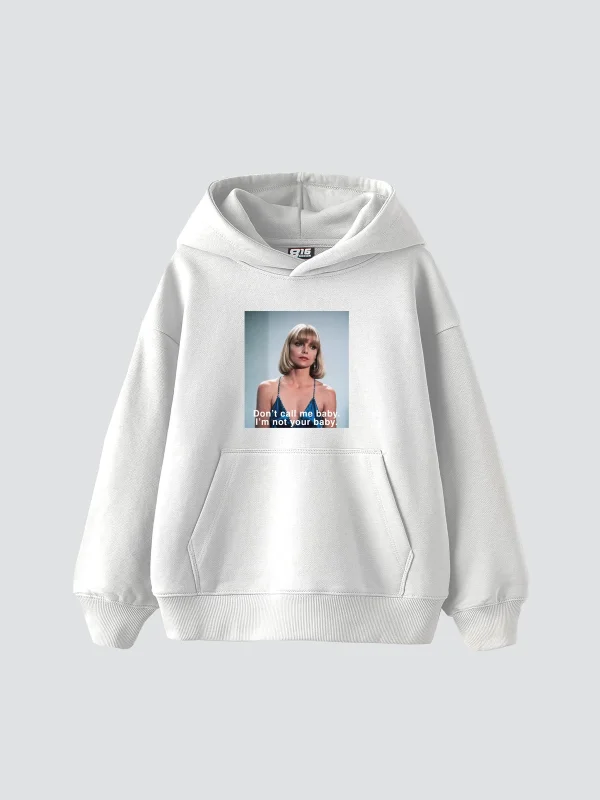 Dont Call Me Baskılı Oversize Unisex Beyaz Hoodie