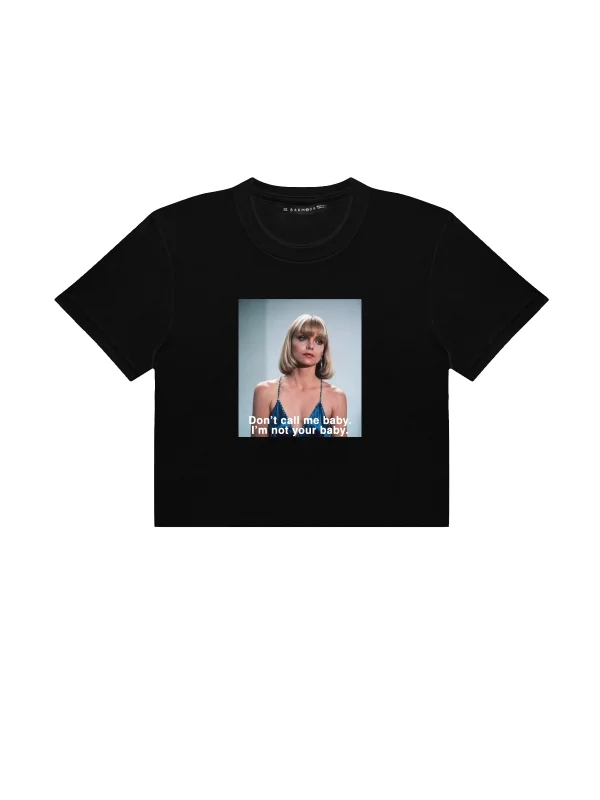 Dont Call Me Baskılı Siyah Crop Top