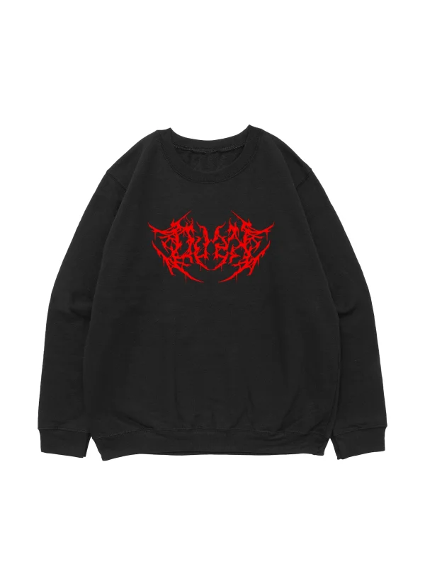 Kırmızı Dusk Baskılı Siyah Oversize Unisex Sweatshirt
