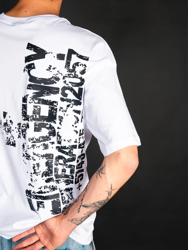 Emergency Baskılı Beyaz Oversize Tshirt