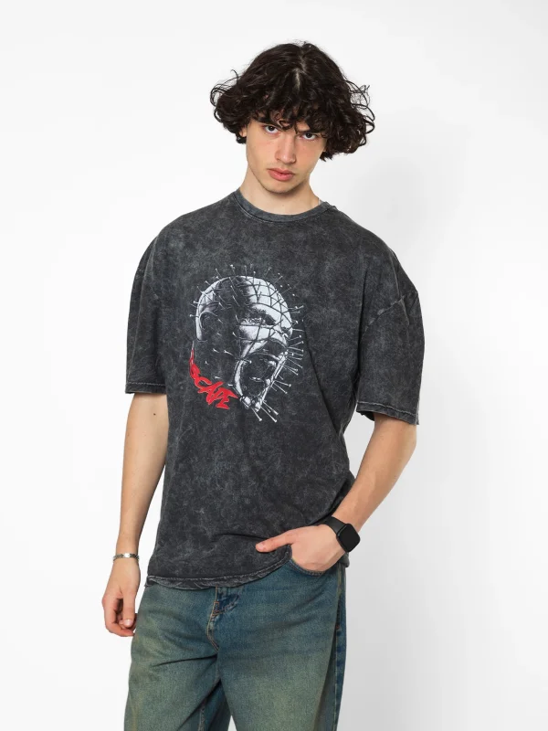 Escape Baskılı Oversize Unisex Yıkamalı Siyah Tshirt