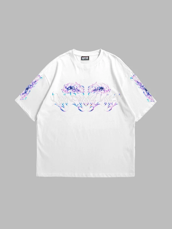 Eternal Text Baskılı Oversize Unisex Beyaz Tshirt