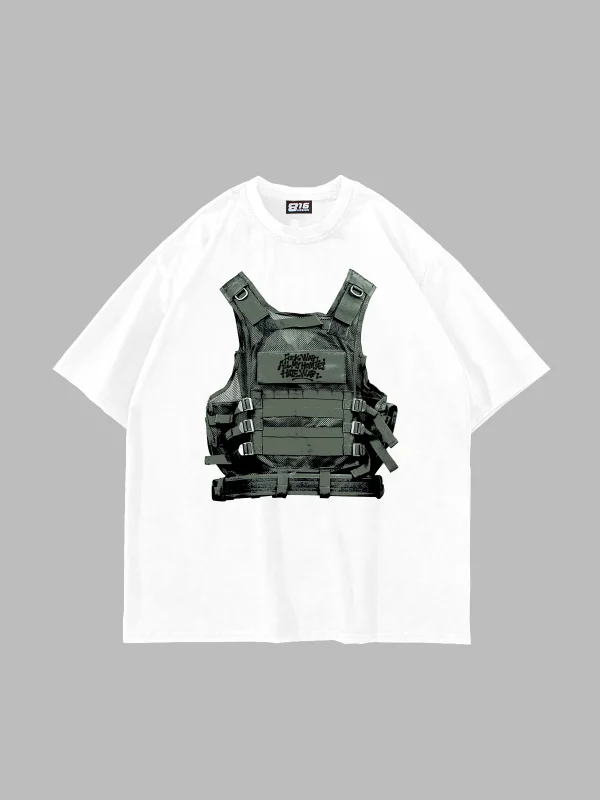 F*ck War Baskılı Oversize Unisex Beyaz Tshirt