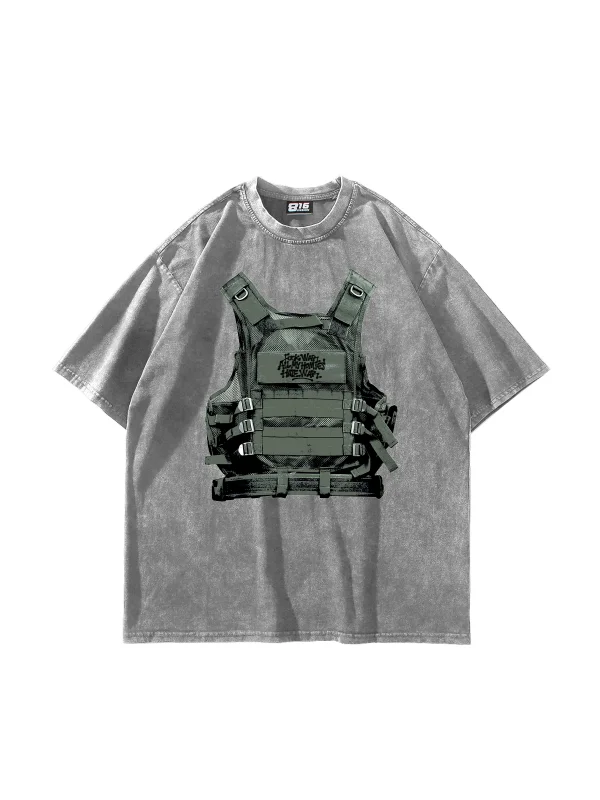 F*ck War Baskılı Oversize Unisex Yıkamalı Beyaz Tshirt