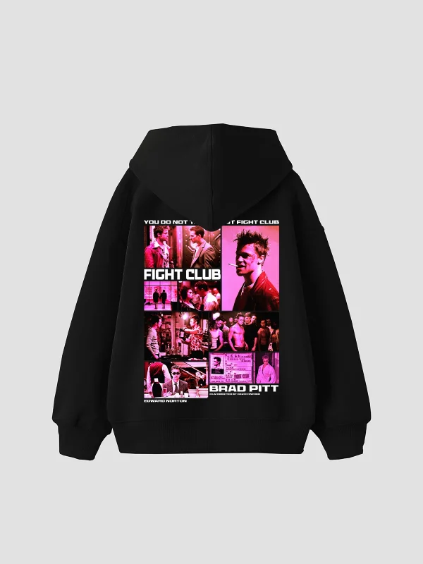 Fight Club Baskılı Oversize Unisex Siyah Hoodie