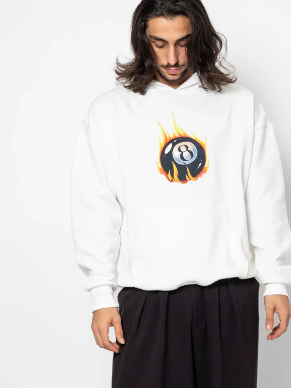 Fire Billiard Baskılı Oversize Unisex Premium Beyaz Hoodie
