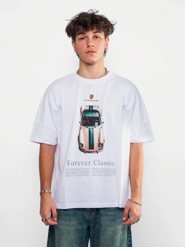 Forever Classic Baskılı Oversize Unisex Beyaz Tshirt