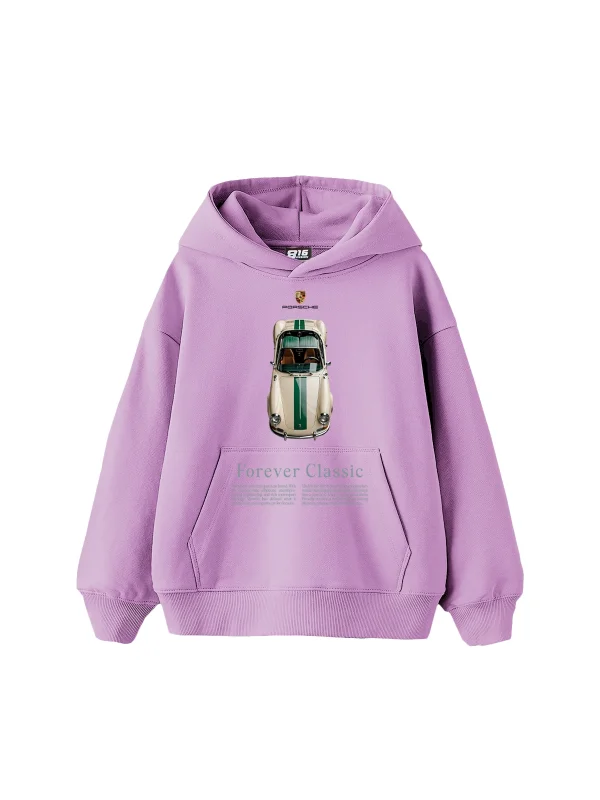 Forever Classic Baskılı Oversize Unisex Mor Hoodie