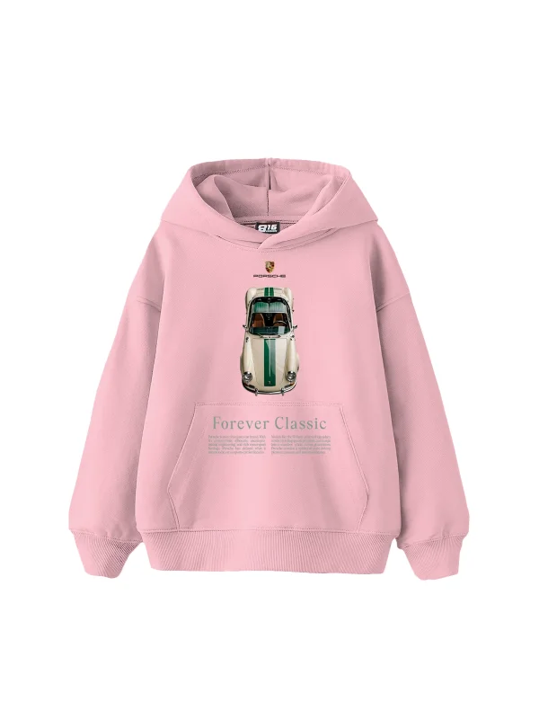 Forever Classic Baskılı Oversize Unisex Pembe Hoodie