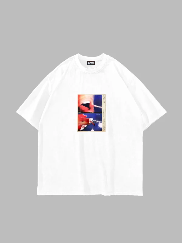 Forget & Remember Baskılı Oversize Unisex Beyaz Tshirt