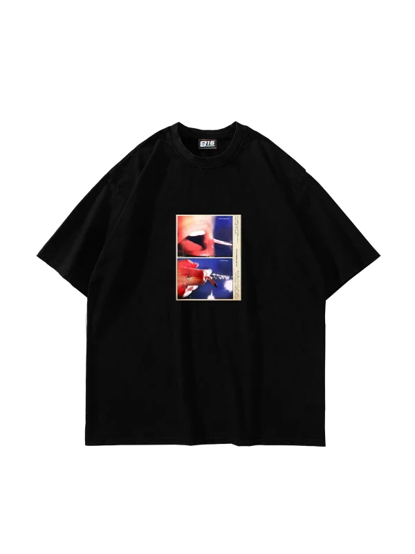 Forget & Remember Baskılı Oversize Unisex Siyah Tshirt