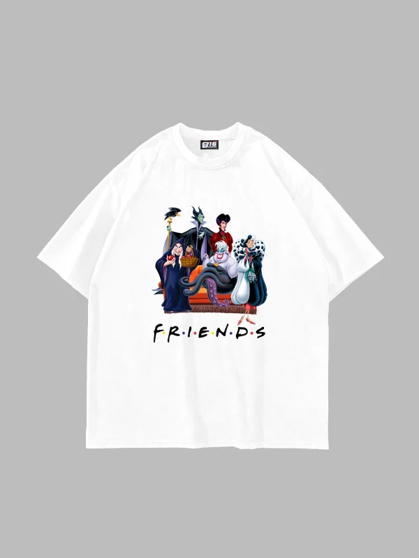 Friends Baskılı Oversize Unisex Beyaz Tshirt
