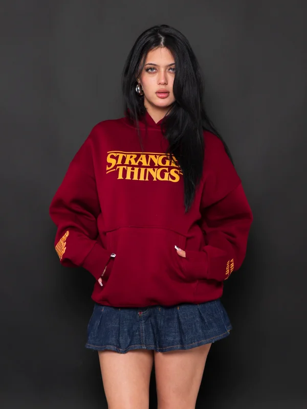 Friends Dont Lie Baskılı Oversize Unisex Bordo Hoodie