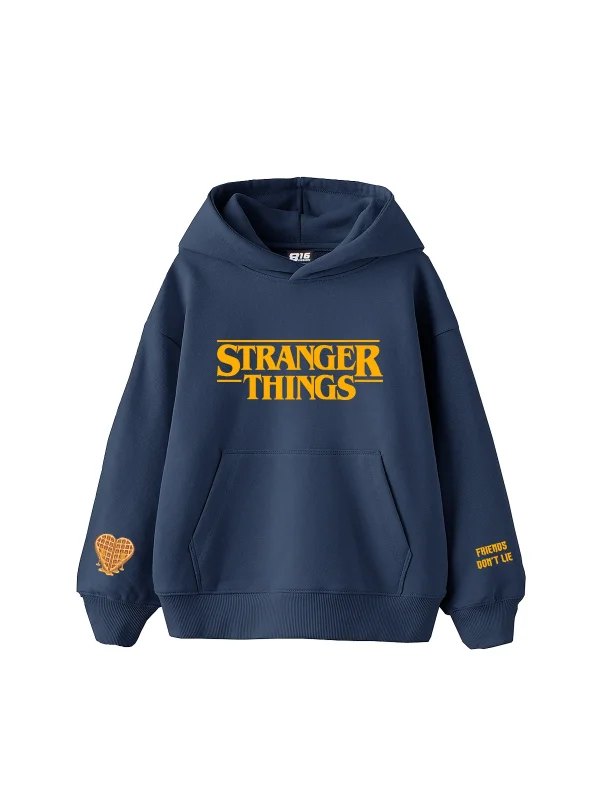 Friends Dont Lie Baskılı Oversize Unisex İndigo Hoodie