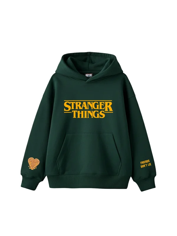 Friends Dont Lie Baskılı Oversize Unisex Koyu Yeşil Hoodie