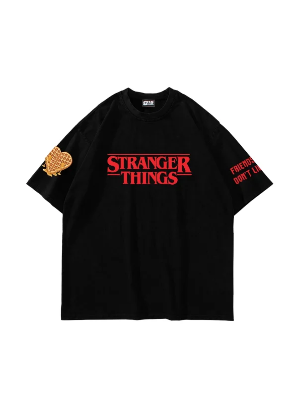 Friends Dont Lie Baskılı Oversize Unisex Siyah Tshirt