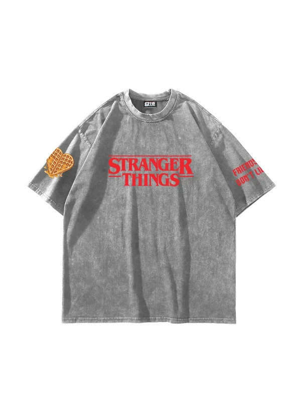 Friends Dont Lie Baskılı Oversize Unisex Yıkamalı Beyaz Tshirt