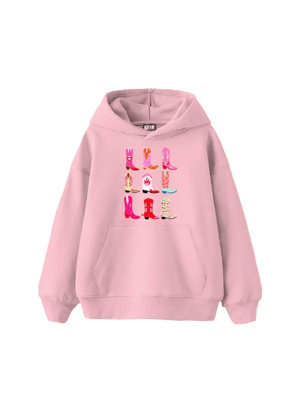 Fun Cowboy Baskılı Oversize Unisex Pembe Hoodie