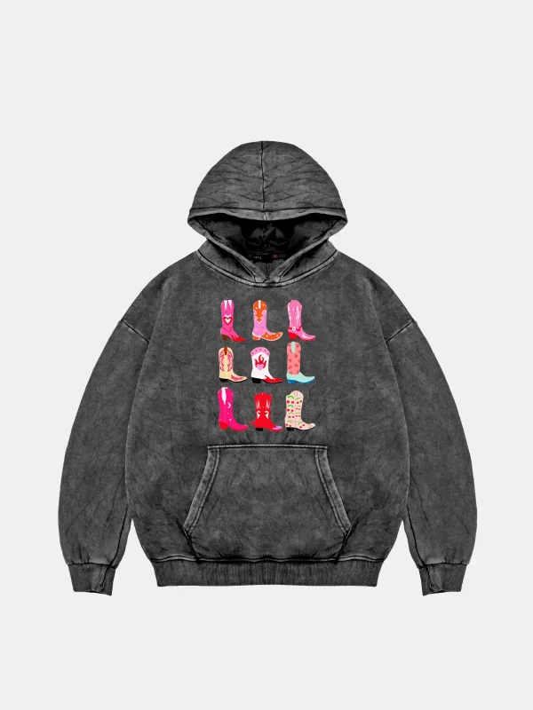 Fun Cowboy Oversize Unisex Yıkamalı Siyah Hoodie