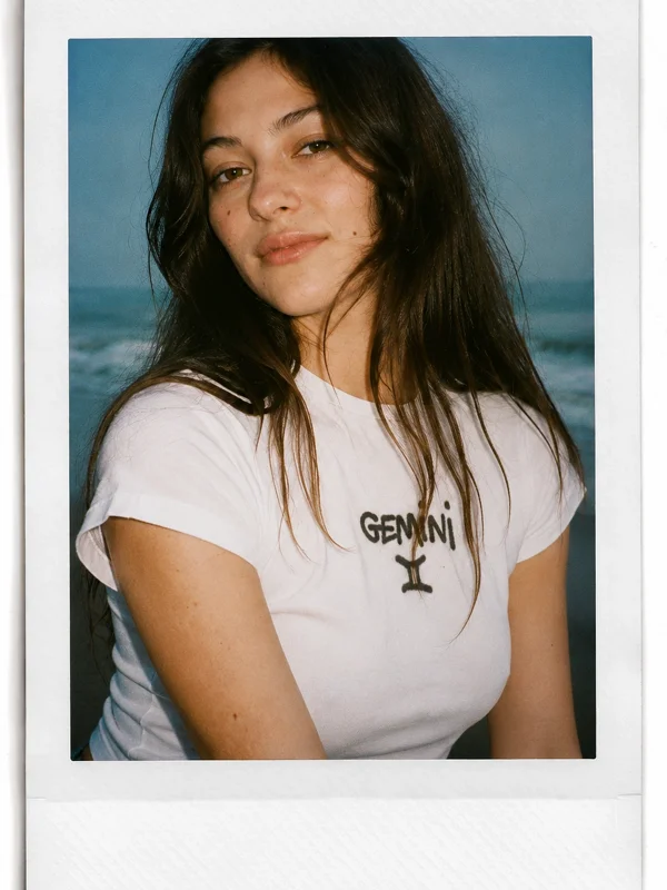 Gemini Baskılı Beyaz Crop Top
