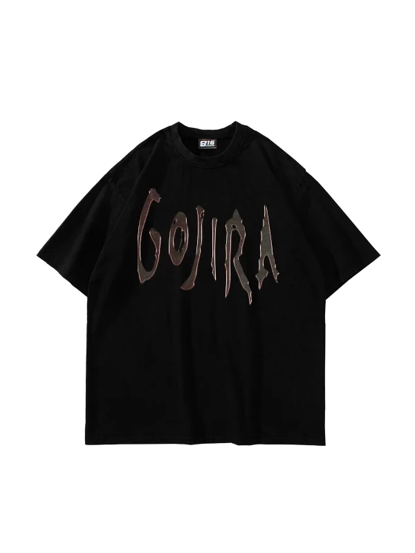 Gojira Baskılı Oversize Unisex Siyah Tshirt