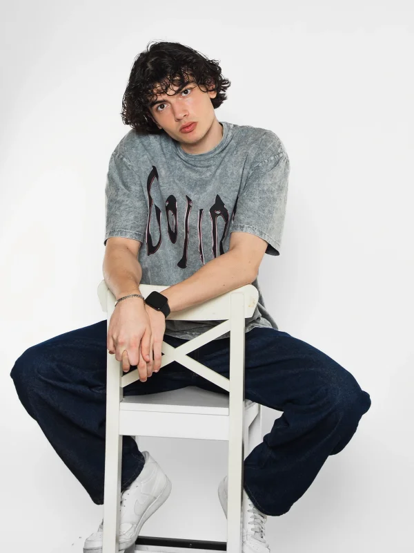 Gojira Baskılı Oversize Unisex Yıkamalı Beyaz Tshirt