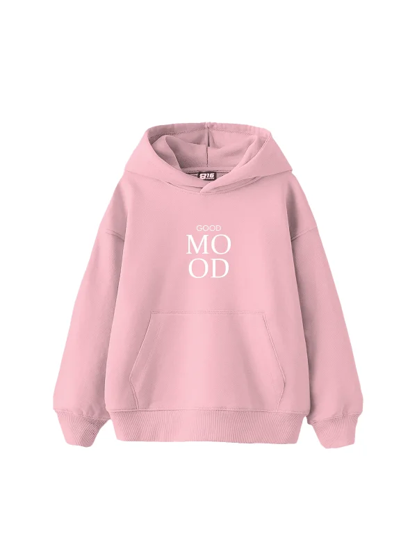 Good Mood Baskılı Oversize Unisex Pembe Hoodie