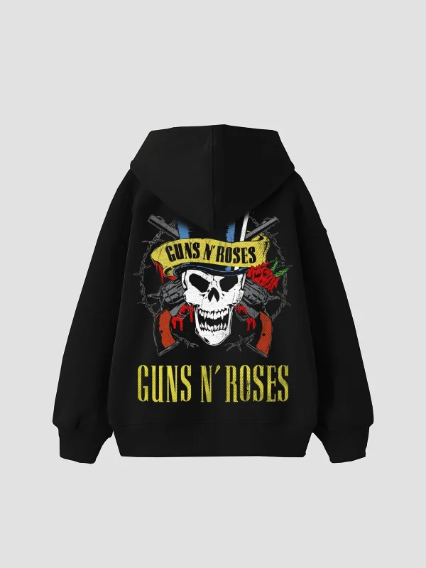 Guns N Roses Baskılı Oversize Unisex Siyah Hoodie