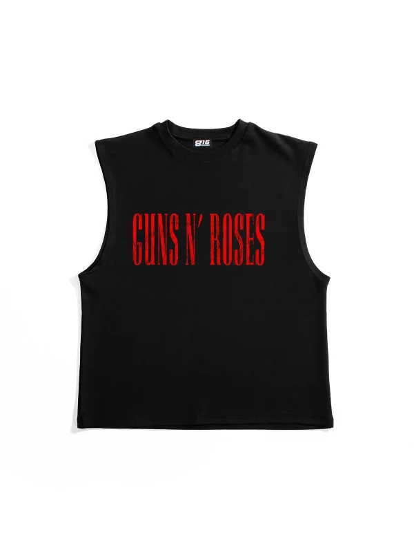Guns N Roses Illusion Baskılı Siyah Sıfır Kol Tshirt